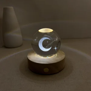 Crescent Moon Crystal Ball Night Light
