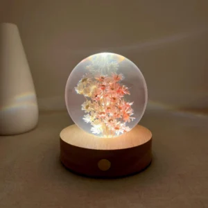 Dried Daisy Flower Crystal Ball Lamp