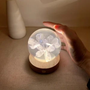 Dried Larkspur Floral Crystal Ball Lamp