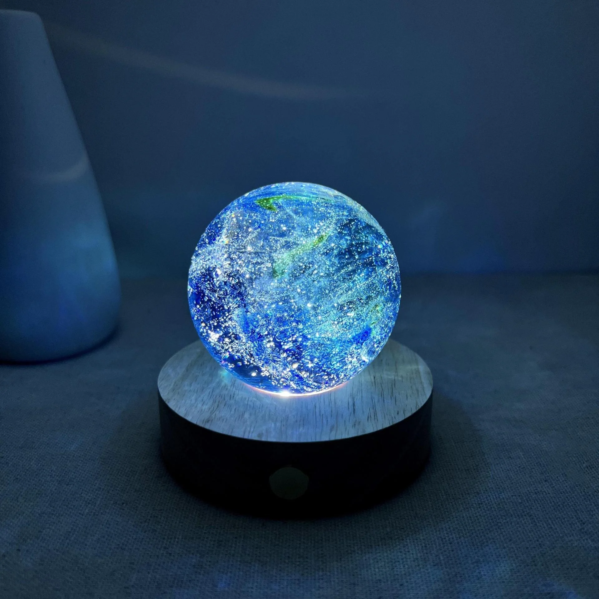 Engraved Blue Planet Globe Bedside Lamp