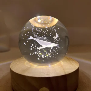 Engraved Ocean Whale Globe Night Lamp