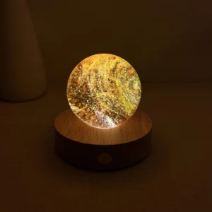 Glowing Golden Nebula Glass Sphere Lamp