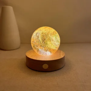 Glowing Golden Nebula Glass Sphere Lamp