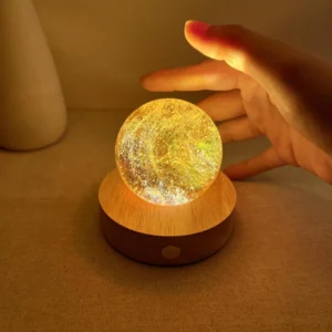 Glowing Golden Nebula Glass Sphere Lamp