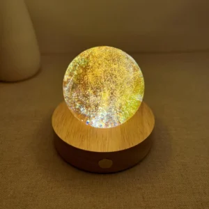 Glowing Golden Nebula Glass Sphere Lamp