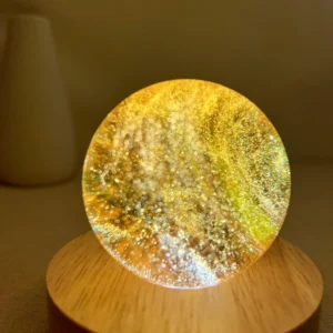 Glowing Golden Nebula Glass Sphere Lamp