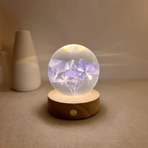 Preserved Hydrangea Floral Crystal Night Light