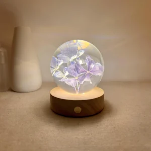 Preserved Hydrangea Floral Crystal Night Light