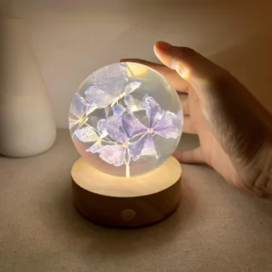Preserved Hydrangea Floral Crystal Night Light