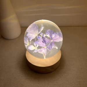 Preserved Hydrangea Floral Crystal Night Light