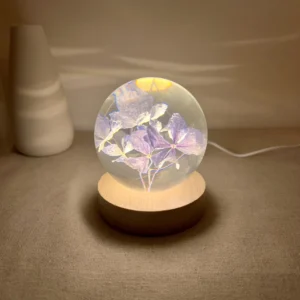 Preserved Hydrangea Floral Crystal Night Light