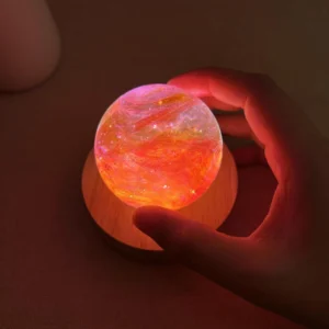 Red & Orange Galaxy Globe Bedside Lamp