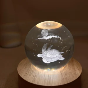 Sea Turtle and Moon Glass Sphere Lamp