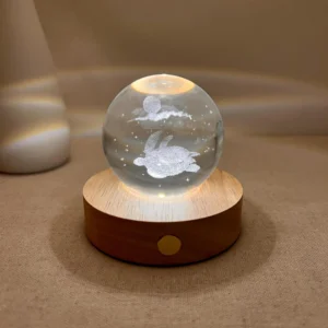 Sea Turtle and Moon Glass Sphere Lamp