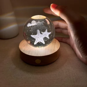 Starfish and Moon Glass Sphere Night Light