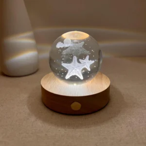Starfish and Moon Glass Sphere Night Light