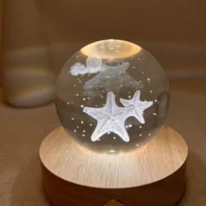 Starfish and Moon Glass Sphere Night Light