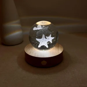 Starfish and Moon Glass Sphere Night Light
