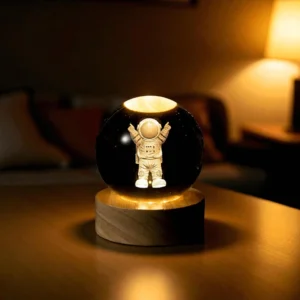 3D Astronaut Crystal Globe Night Lamp