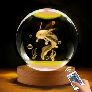 3D Axolotl Crystal Sphere Nightlight Decor