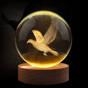 3D Bird Crystal Ball Sphere Bedside Lamp