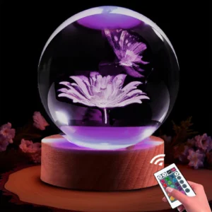 3D Butterfly Crystal Ball Sphere Night Lamp