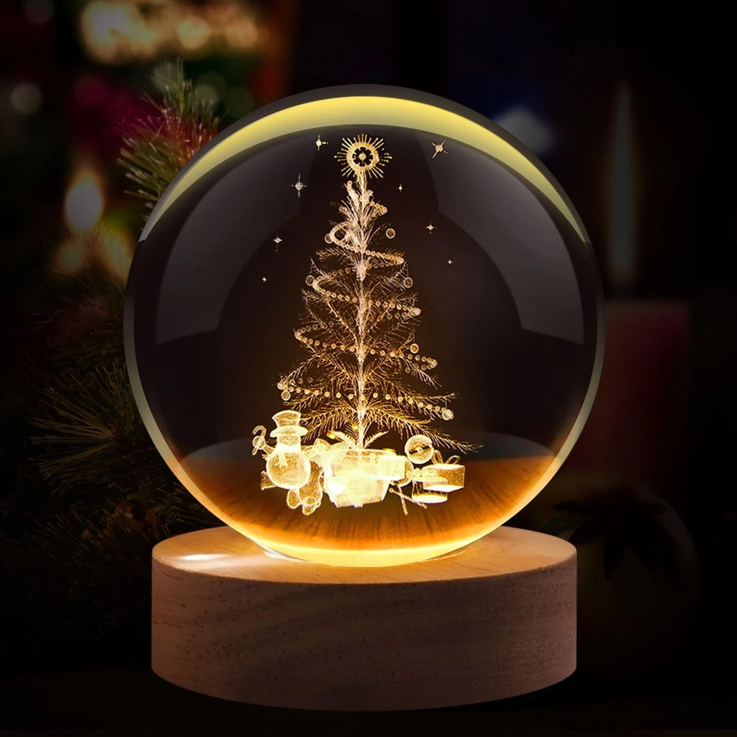 3D Christmas Tree Crystal Sphere Nightlight 3D Christmas Tree Crystal Sphere Nightlight
