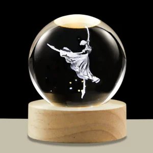 3D Crystal Ball Night Light LED Wooden Base - Dancer
