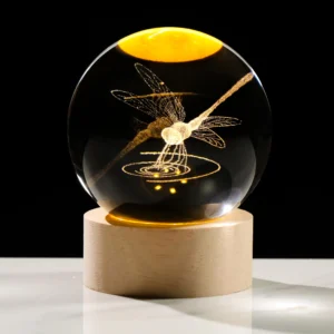 3D Dragonfly Crystal Ball Night Lamp