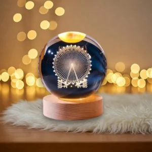 3D Engraved Ferris Wheel Crystal Ball Lamp