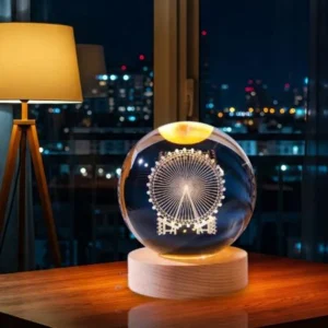3D Engraved Ferris Wheel Crystal Ball Lamp