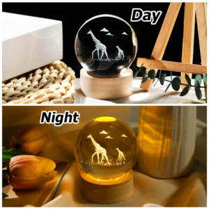 3D Giraffe Crystal Ball Night Light Home Decor