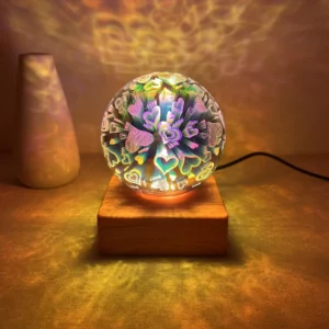 3D Heart Glowing Crystal Night Light