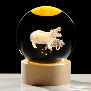 3D Hippo Crystal Ball Night Light