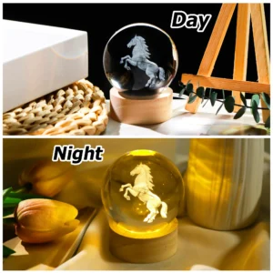 3D Horse Crystal Sphere Bedside Lamp