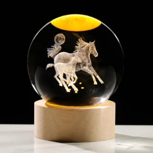 3D Horse Crystal Sphere Night Lamp