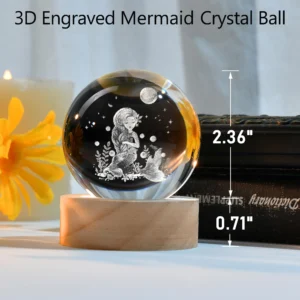 3D Mermaid Crystal Sphere Bedside Lamp