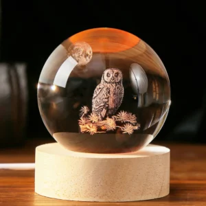 3D Owl Crystal Ball Sphere Night Lamp