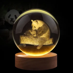 3D Panda Crystal Ball Sphere Bedside Lamp