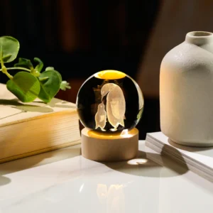 3D Penguin Crystal Sphere Night Lamp