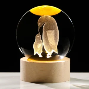 3D Penguin Crystal Sphere Night Lamp
