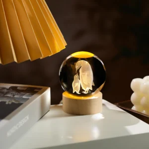 3D Penguin Crystal Sphere Night Lamp