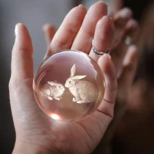3D Rabbit Crystal Ball Sphere Bedside Lamp