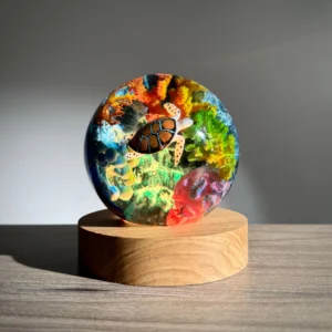 3D Sea Turtle and Coral Crystal Ball Night Light