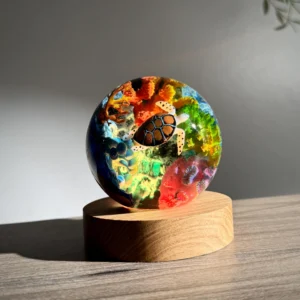 3D Sea Turtle and Coral Crystal Ball Night Light