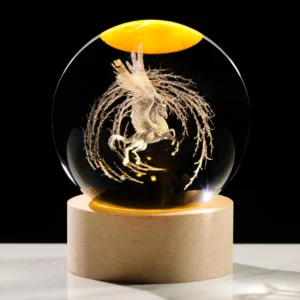 3D Unicorn Crystal Sphere Night Lamp