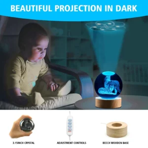 3D Wolf Crystal Ball Sphere Night Lamp Gift