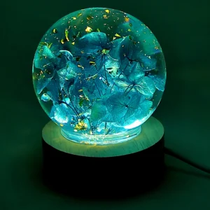 Blue Hydrangea Crystal Sphere Bedside Gift