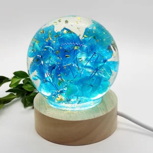 Blue Hydrangea Crystal Sphere Bedside Gift