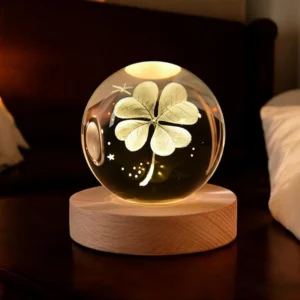 Crystal 3D Four Leaf Clover Night Light